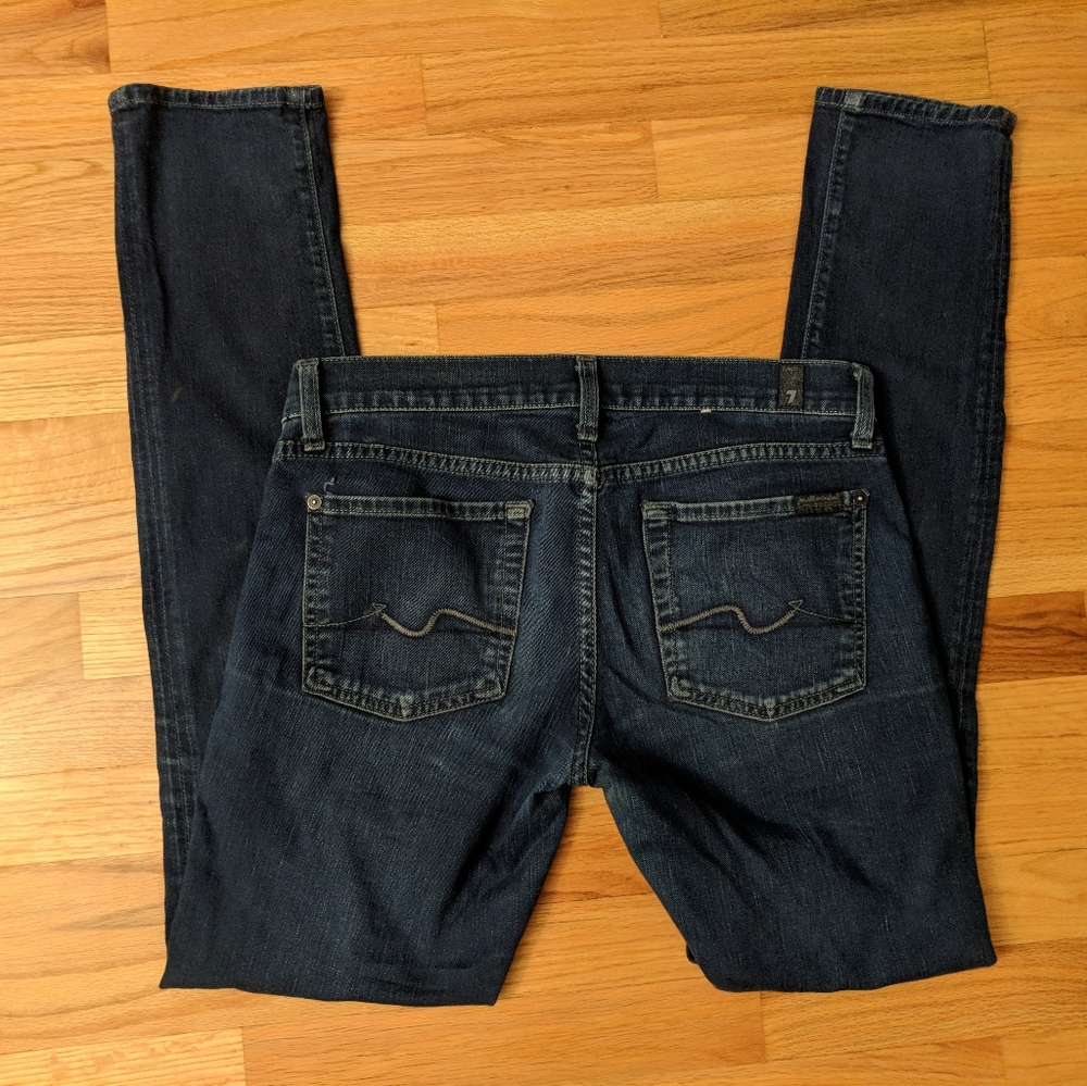 7 for All Mankind Skinny Jeans Roxanne Dark Blue Designer Classic Neutral